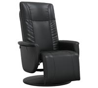 vidaXL Recliner Chair with Footstool Black Faux Leather