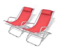 vidaXL Reclining Deck Chairs 2 pcs Steel Red