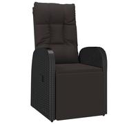 vidaXL Reclining Garden Chair with Cushions Recliner Chair Black Poly Rattan