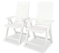 vidaXL Reclining Garden Chairs 2 pcs Plastic White