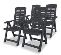 vidaXL 4x Reclining Garden Chairs 60x61x108cm Plastic Anthracite Foldable Seat