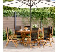 vidaXL Reclining Garden Chairs 6 pcs Black Solid Wood Acacia