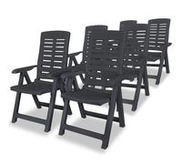 Reclining Garden Chairs Set 6pcs Anthracite Plastic 60x61x108 cm Foldable Patio