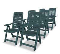 vidaXL Reclining Garden Chairs 6 pcs Plastic Green UK HOT