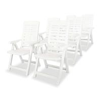 vidaXL 6x Reclining Garden Chairs 60x61x108cm Plastic White Foldable Seats