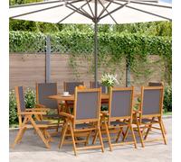 vidaXL Reclining Garden Chairs 8 pcs Anthracite Fabric and Solid Wood