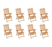 vidaXL Reclining Garden Chairs 8 pcs Solid Teak Wood