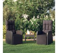 Vidaxl Reclining Garden Chairs With Cushions 2 Pcs Black Poly Rattan
