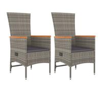 vidaXL Reclining Garden Chairs with Cushions 2 pcs, Outdoor Chairs for Garden Pa