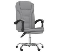 vidaXL Reclining Office Chair Light Grey Fabric Reclining Desk Chair Armchair
