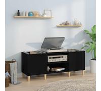 vidaXL Engineered Wood Record Cabinet - Multi-functional Storage, Perfect for Vinyl Record Player, LP Albums, TV Stand, Living Room Side Cabinet, Office Filing - Sturdy Design, Black