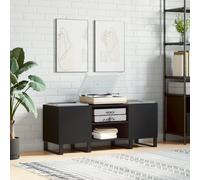 (black) vidaXL Record Cabinet Record Storage Cabinet Sideboard White Engineered Wood