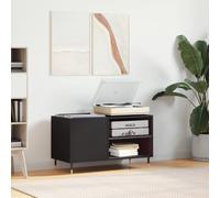 vidaXL Record Cabinet - Engineered Wood Vinyl Record Storage - Black Record Player Cabinet with Ample LP Storage - Modern Design with Iron Feet - Durable Moisture- Construction - For Living room