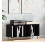 VidaXL Record Cabinet Black Oak 100 X 38 X 48 Cm Engineered Wood