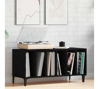VidaXL Record Cabinet Black Oak 100 X 38 X 48 Cm Engineered Wood