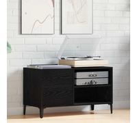 vidaXL Record Cabinet Black Oak 84.5x38x48 cm Engineered Wood