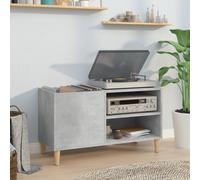 vidaXL Engineered Wood Record Cabinet - Concrete Grey Finish - Spacious Vinyl Records Storage - Versatile Office and Study Use - Modern Design with Wooden Feet