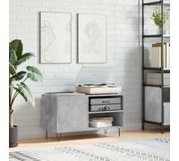 vidaXL Modern Engineered Wood Record Cabinet in Concrete Grey - Spacious Music Storage for Vinyl LP records with Sturdy Iron Feet