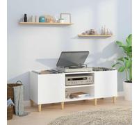 vidaXL Record Cabinet High Gloss White 121X38X48 Cm Engineered Wood, White