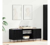 vidaXL Record Cabinet with Shelf with Door Black Oak 121 x 38 x 48 cm