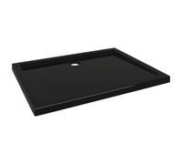 vidaXL Rectangular ABS Shower Base Tray, Reinforced Fiberglass, Low Threshold, Black