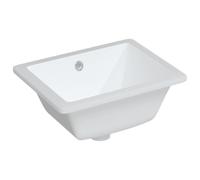vidaXL Rectangular Ceramic Bathroom Sink - Chic White Undermount Basin with Overflow Hole