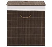 vidaXL Bamboo Laundry Bin Rectangular Dark Brown Clothes Storage Cabinet Unit