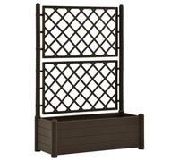 vidaXL Rectangular Garden Planter with Trellis - Weather-resistant PP Outdoor Flower Box with Large 90L Capacity - Mocha Finish
