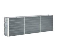 vidaXL Rectangular Garden Raised Bed in Galvanised Steel - Large, Weather Resistant Outdoor Planter Box - Grey
