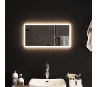 vidaXL Rectangular LED-Lit Bathroom/Vanity Mirror 60x30cm - USB Interface, Wall-Mounted, Modern Style, Waterproof IP65, Transparent Glass