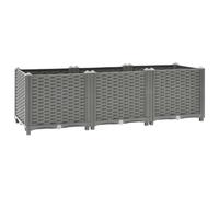 vidaXL Raised Bed Growing Box Container Outdoor Flower Plant Pot Garden Bed Planter for Vegetables Flowers Herbs 120x40x38 cm Polypropylene Light Grey