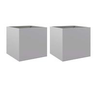 vidaXL Planters 2 Pcs Silver 49X47X46cm Galvanised Steel, Silver