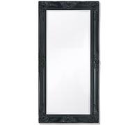 vidaXL Rectangular Wall Mirror in Baroque Style, Black 100x50 cm, Classic Design with Bevelled Edge, Decorative and Practical, Easy Wall-Mounting for Dressing Room, Sturdy Wooden Frame