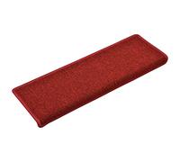 vidaXL Red Carpet Stair Treads - Non-Slip PP Tufted Mat Step Protectors, Rectangular Rugs, Washable & Adhesive-Backed, 15 pcs Set, 65x21x4cm
