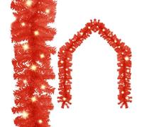 vidaXL Christmas Garland with LED Lights 10 m Red Holiday Decoration Ornament