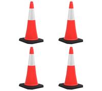 vidaXL 4x Reflective Traffic Cones with Heavy Bases Signage Road Traffic Signs