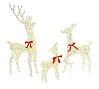 vidaXL Reindeer Family 3 pcs Warm white 67 x 26 x 127 cm PET, Living Room, Modern, Durable, Minimalist Furniture for Bright Spaces, Stylish Accessories, Cozy Atmosphere, and Practical Design