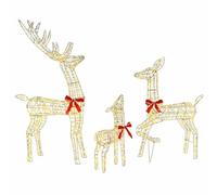 vidaXL Reindeer Family 3 pcs Warm white 67 x 26 x 127 cm PET, Living Room, Modern, Durable, Minimalist Furniture for Bright Spaces, Stylish Accessories, Cozy Atmosphere, and Practical Design