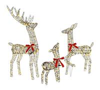 vidaXL Reindeer Family 3 pcs Warm white 67 x 26 x 127 cm Rattan, Living Room, Modern, Durable, Minimalist Furniture for Bright Spaces, Stylish Accessories, Cozy Atmosphere, and Practical Design