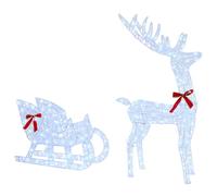 vidaXL Reindeer Pull Sleigh Cold white 70 x 26 x 130 cm Acrylic