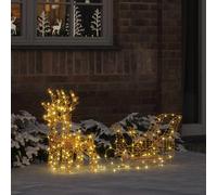 vidaXL Reindeer Pull Sleigh Warm White 30 x 12 x 55 cm PET