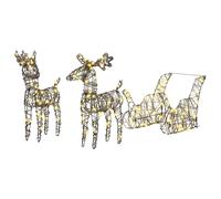 Reindeer Pull Sleigh Warm White 53 x 28 x 33 cm Rattan