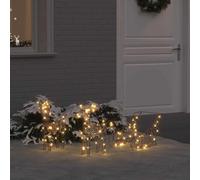 vidaXL Reindeer Pull Sleigh Warm White 53 x 28 x 33 cm Rattan