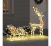 vidaXL Reindeer Pull Sleigh Warm white 70 x 26 x 130 cm Acrylic