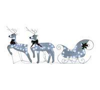 vidaXL Reindeer & Sleigh Christmas Decoration 60 LEDs Outdoor White Reindeer