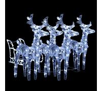 vidaXL Reindeers & Sleigh Christmas Decoration 240 LEDs Acrylic Xmas Reindeer