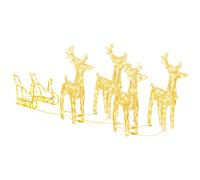vidaXL Reindeers & Sleigh Christmas Decoration 280x28x55 cm Acrylic Ornaments