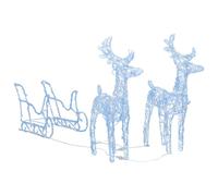 vidaXL Reindeers & Sleigh Christmas Decoration Acrylic Xmas Glowing Reindeer