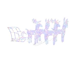 vidaXL Reindeers & Sleigh Christmas Decoration Acrylic Xmas Glowing Reindeer