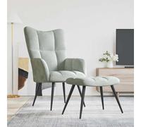 vidaXL Relaxing chair with Footstool Light Grey Velvet